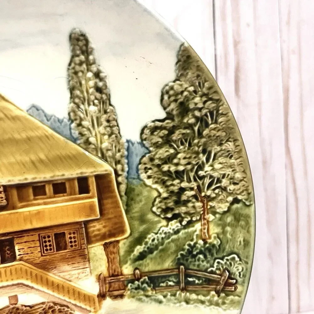 Cico Vintage Made In Germany Majolica German Alps Cottage Decorative Plate